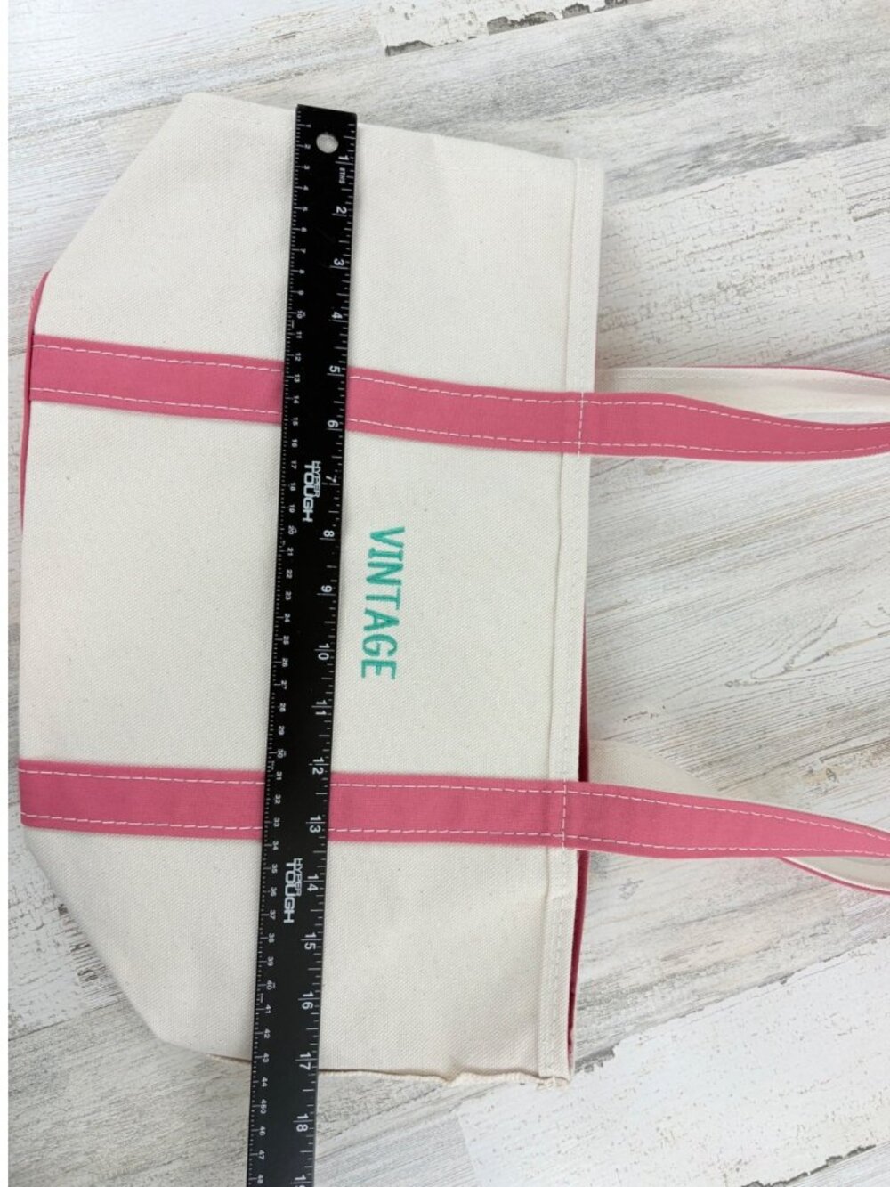 LL Bean Canvas Boat And Tote Bag Vintage Rose Pink Made in USA Zipper Closure - Picture 16 of 16
